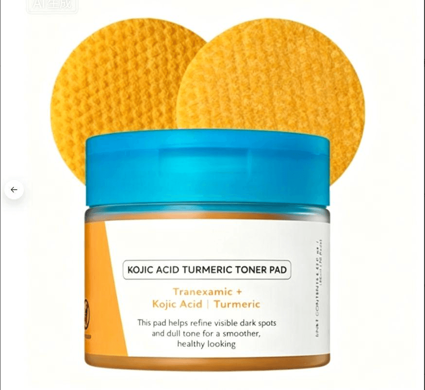 Kojic Acid Turmeric Toner Pads, Exfoliating Facial Cotton Pa